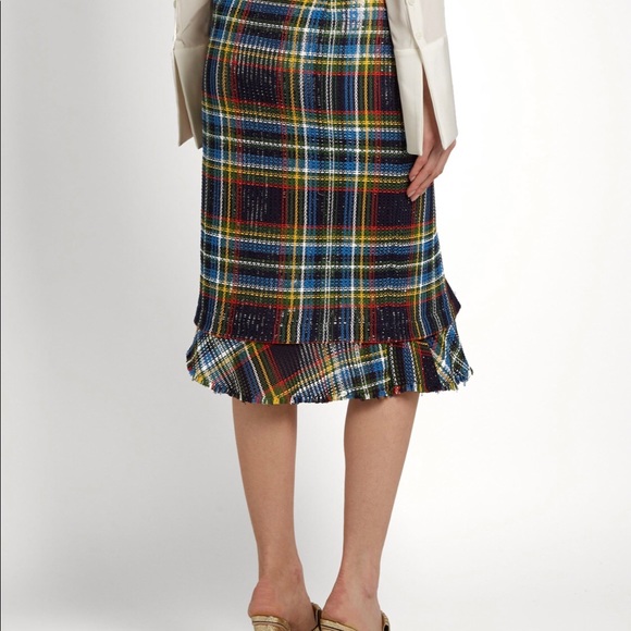 MARCO DE VINCENZO Ruffled tartan skirt IT46 US10 - Picture 2 of 11